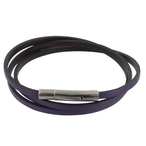 Les Poulettes Bijoux - Bracelet Femme Cuir Plat Fermoir Acier Inoxydable - Classics
