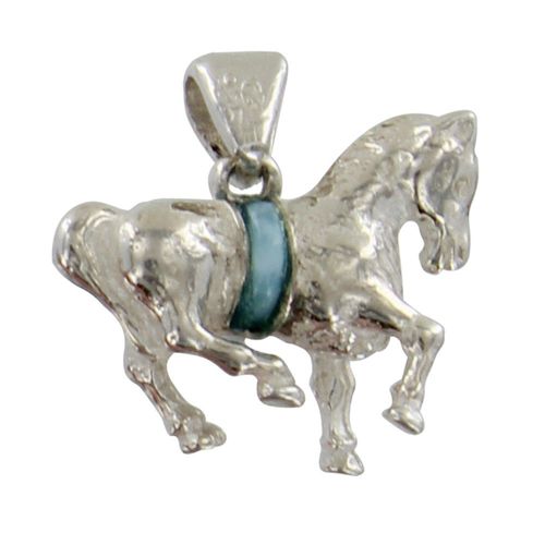 Les Poulettes Bijoux - Pendentif Cheval Argent Rhodié Et Larimar