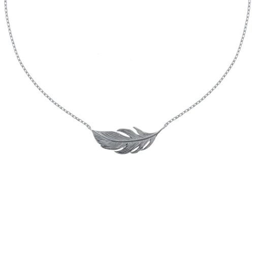 Les Poulettes Bijoux - Collier Argent Rhodié Petite Plume