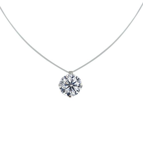 Les Poulettes Bijoux - Collier Câble Nylon Et Solitaire Strass Cristal 7 Mm