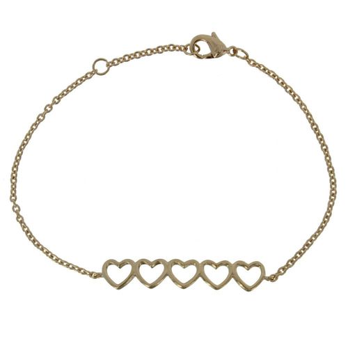Les Poulettes Bijoux - Bracelet Plaqué Or Cinq Petit Coeurs