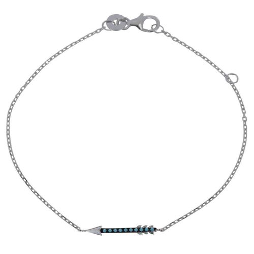 Les Poulettes Bijoux - Bracelet Argent Rhodié Flèche Et Points Bleus