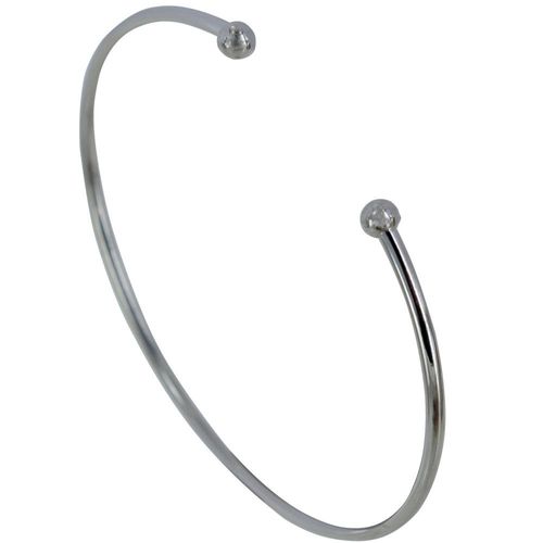 Les Poulettes Bijoux - Bracelet Argent Rhodié Demi Jonc Deux Perles