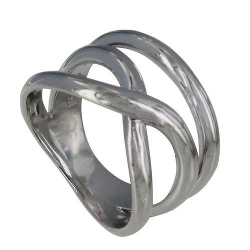 Les Poulettes Bijoux - Bague Argent Rhodié Croisée