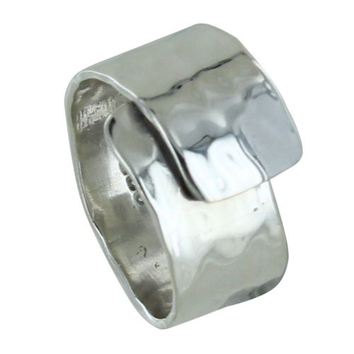 Les Poulettes Bijoux - Bague Argent Large Martelée