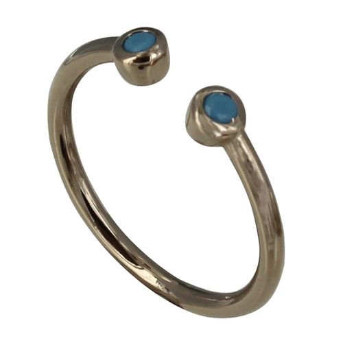 Les Poulettes Bijoux - Bague Plaqué Or Deux Perles Et Résine Bleue