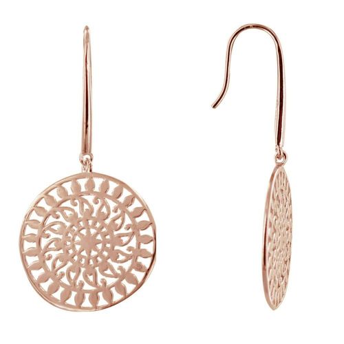 Les Poulettes Bijoux - Boucles D'oreilles Plaqué Or Rose Astre Ronde