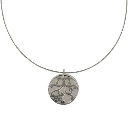Les Poulettes Bijoux - Collier Argent Cercle De Nacre Ivoire Et Arabesque