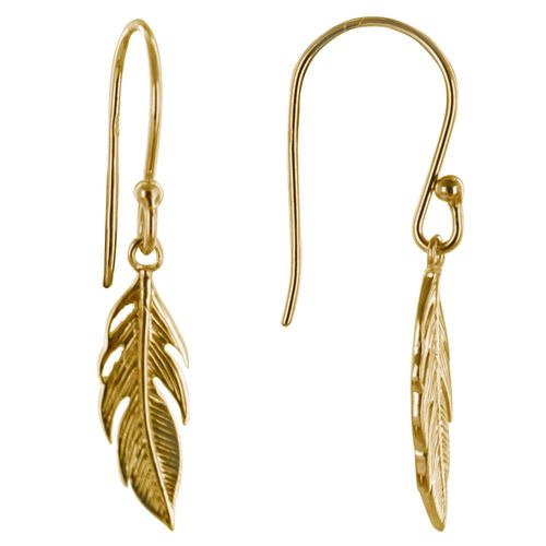 Les Poulettes Bijoux - Boucles D'oreilles Plaqué Or Petite Plume