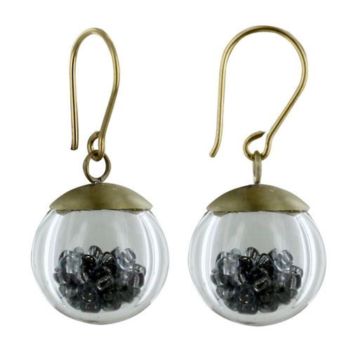 Les Poulettes Bijoux - Boucles D'oreilles Laiton Bulle Pâte De Verre Et Perles - Classics