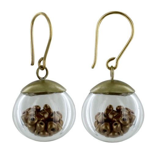 Les Poulettes Bijoux - Boucles D'oreilles Laiton Bulle Pâte De Verre Et Perles - Classics