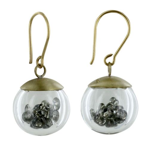 Les Poulettes Bijoux - Boucles D'oreilles Laiton Bulle Pâte De Verre Et Perles - Classics