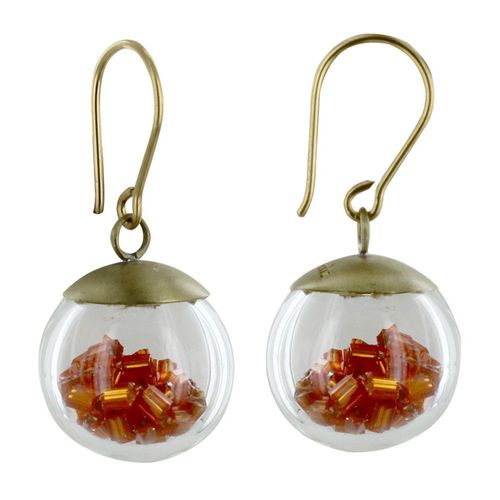 Les Poulettes Bijoux - Boucles D'oreilles Laiton Bulle Pâte De Verre Et Perles - Classics