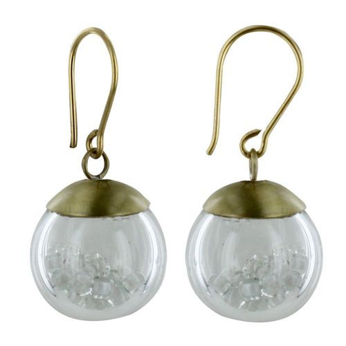 Les Poulettes Bijoux - Boucles D'oreilles Laiton Bulle Pâte De Verre Et Perles - Classics
