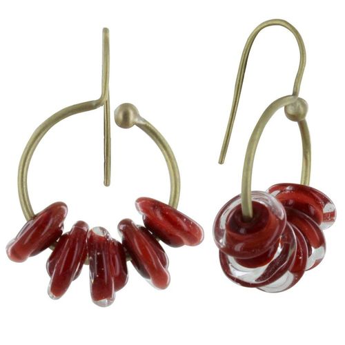 Les Poulettes Bijoux - Boucles D'oreilles Laiton Anneau Et Petits Disques De Verre - Classics