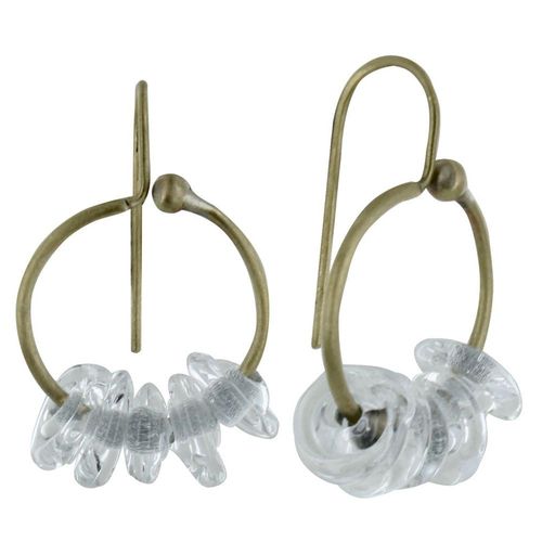 Les Poulettes Bijoux - Boucles D'oreilles Laiton Anneau Et Petits Disques De Verre - Classics