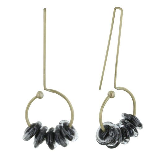 Les Poulettes Bijoux - Boucles D'oreilles Grand Crochet Laiton Anneau Et Petits Disques De Verre - Classics