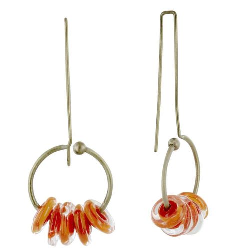 Les Poulettes Bijoux - Boucles D'oreilles Grand Crochet Laiton Anneau Et Petits Disques De Verre - Classics