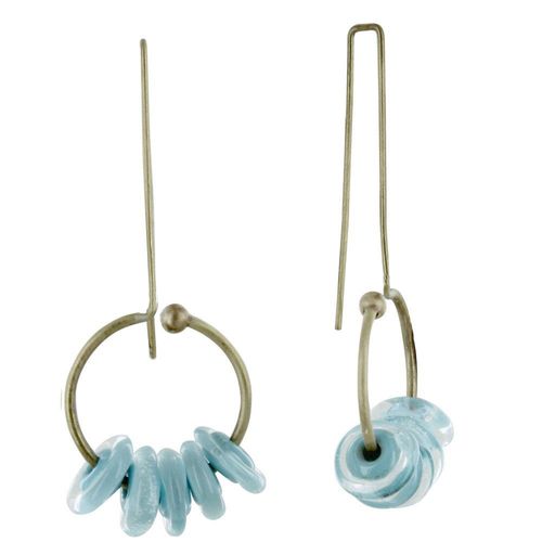 Les Poulettes Bijoux - Boucles D'oreilles Grand Crochet Laiton Anneau Et Petits Disques De Verre - Classics