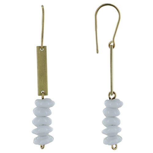 Les Poulettes Bijoux - Boucles D'oreilles Laiton Barrette Et Petits Disques De Verre - Classics