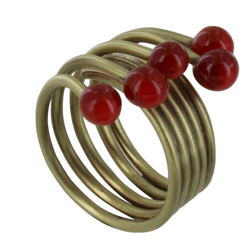 Les Poulettes Bijoux - Bague Laiton Perles De Verre - Classics
