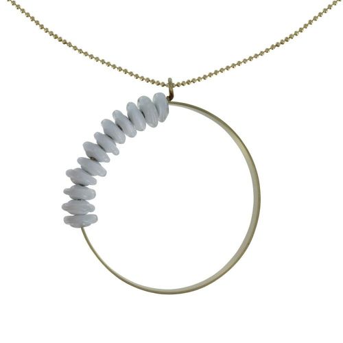 Les Poulettes Bijoux - Collier Laiton Anneau Et Petits Disques De Verre - Classics