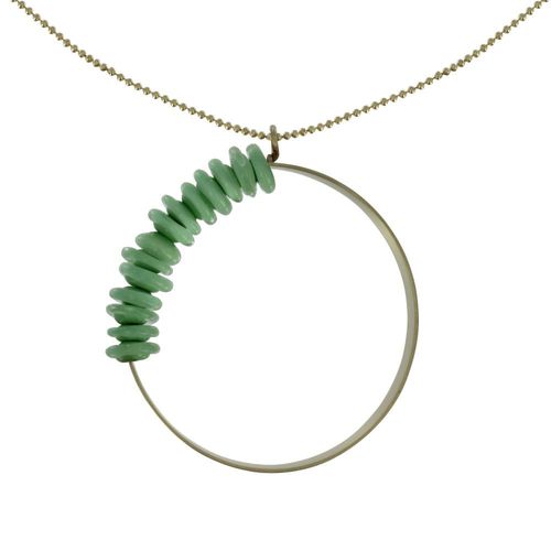 Les Poulettes Bijoux - Collier Laiton Anneau Et Petits Disques De Verre - Classics