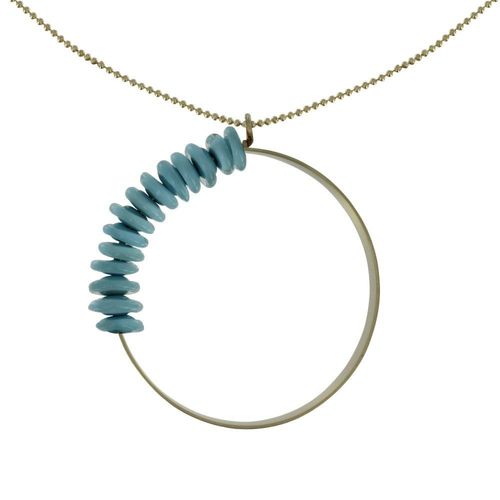 Les Poulettes Bijoux - Collier Laiton Anneau Et Petits Disques De Verre - Classics