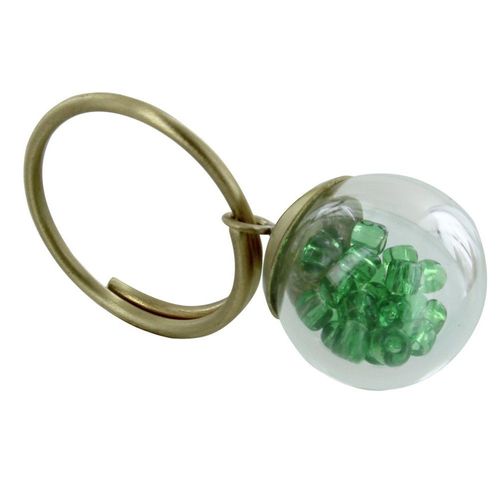 Les Poulettes Bijoux - Bague Laiton Bulle Pâte De Verre Et Perles - Classics