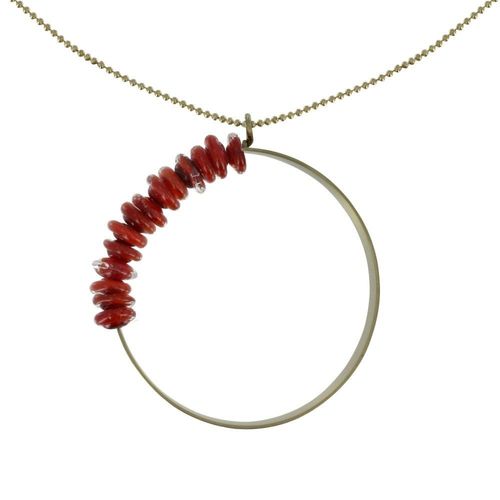 Les Poulettes Bijoux - Collier Laiton Anneau Et Petits Disques De Verre - Classics