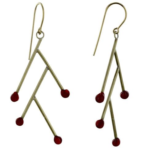 Les Poulettes Bijoux - Boucles D'oreilles Branches En Laiton Et Perle De Verre - Classics