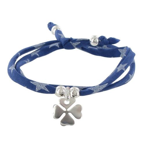 Les Poulettes Bijoux - Bracelet Double Tour Lien Etoiles Et Trèfle Argent - Classics