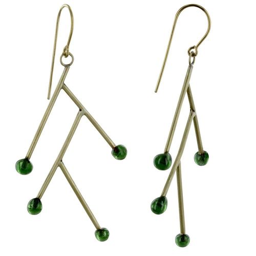 Les Poulettes Bijoux - Boucles D'oreilles Branches En Laiton Et Perle De Verre - Classics