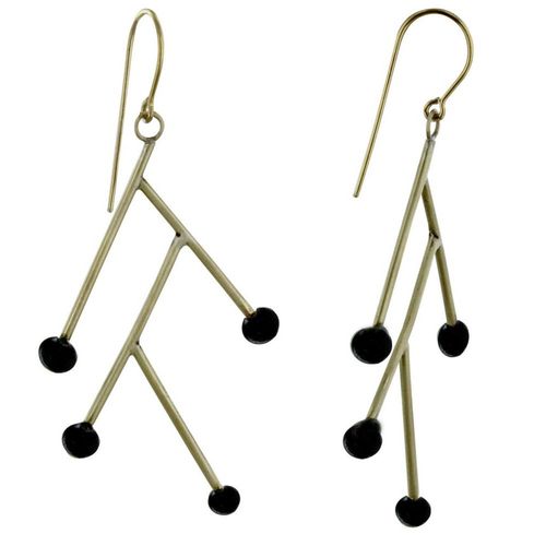 Les Poulettes Bijoux - Boucles D'oreilles Branches En Laiton Et Perle De Verre - Classics