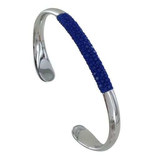 Les Poulettes Bijoux - Bracelet Mixte Demi Jonc Laiton Rhodié Et Cuir