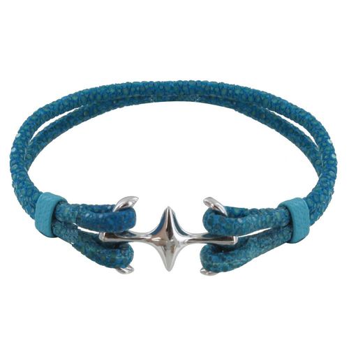 Les Poulettes Bijoux - Bracelet Mixte Argent Rhodié Double Ancre Et Cuir - 18cm Colors