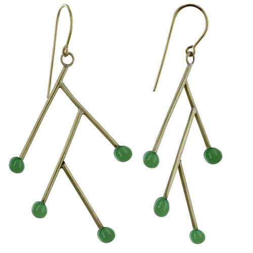 Les Poulettes Bijoux - Boucles D'oreilles Branches En Laiton Et Perle De Verre - Classics