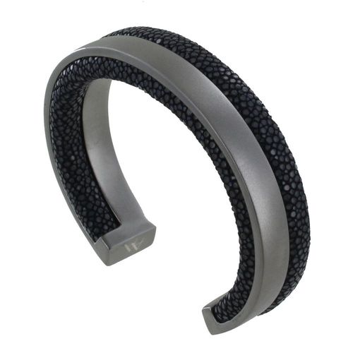 Les Poulettes Bijoux - Bracelet Homme Rhodium Noir Et Cuir