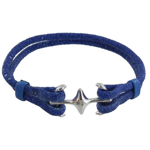Les Poulettes Bijoux - Bracelet Mixte Argent Rhodié Double Ancre Et Cuir - 18cm Colors