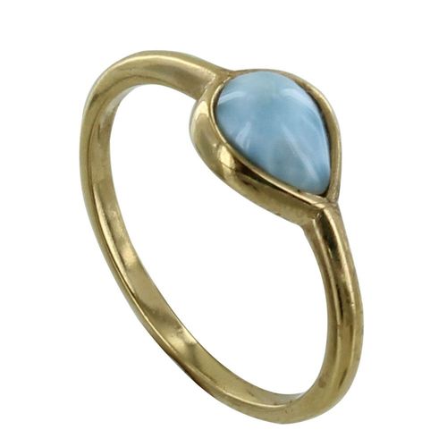 Les Poulettes Bijoux - Bague Plaqué Or Goutte De Larimar