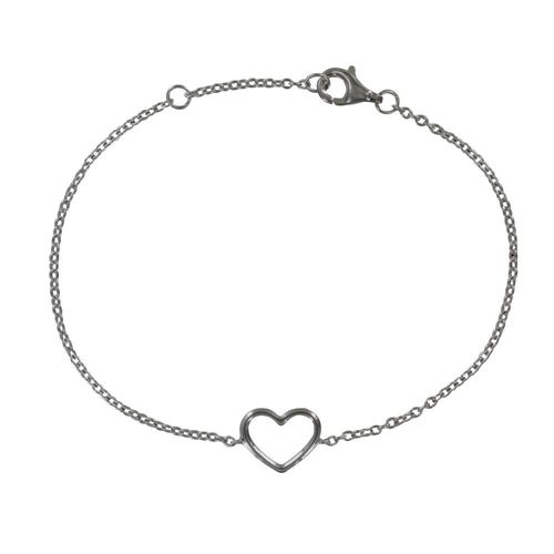 Les Poulettes Bijoux - Bracelet Argent Rhodié Coeur Ajouré