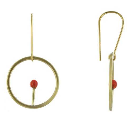 Les Poulettes Bijoux - Boucles D'oreilles Laiton Ronde Allumette - Classics