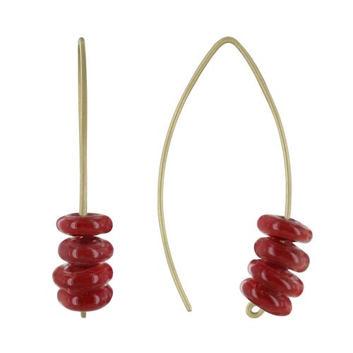 Les Poulettes Bijoux - Boucles D'oreilles Laiton Et Petits Disques De Verre