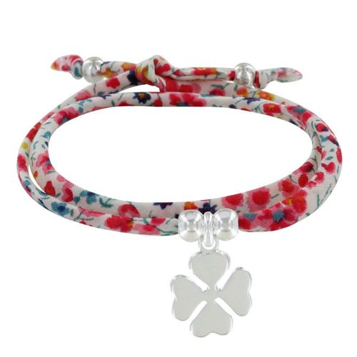 Les Poulettes Bijoux - Bracelet Double Tour Lien Liberty Et Trèfle Argent - Colors