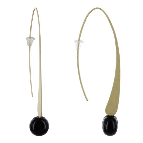 Les Poulettes Bijoux - Boucles D'oreilles Crochet Plat Métal Doré Et Perles Céramique
