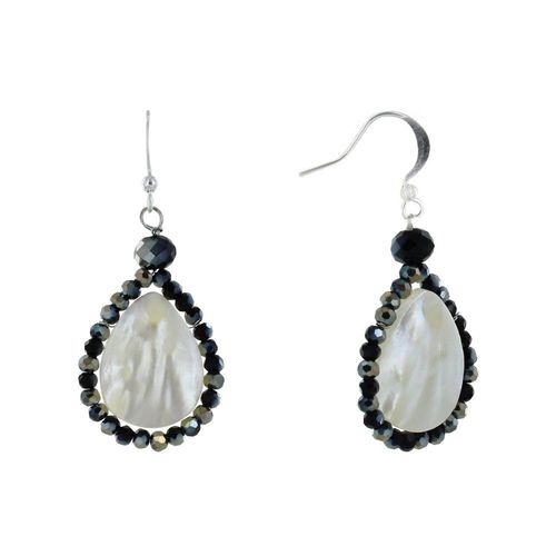 Les Poulettes Bijoux - Boucles D'oreilles Argent Goutte De Nacre Perles De Verre Facettées