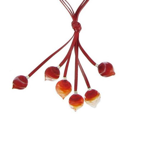 Les Poulettes Bijoux - Collier Verre Flamme Multi-Liens Feuilles - Classics