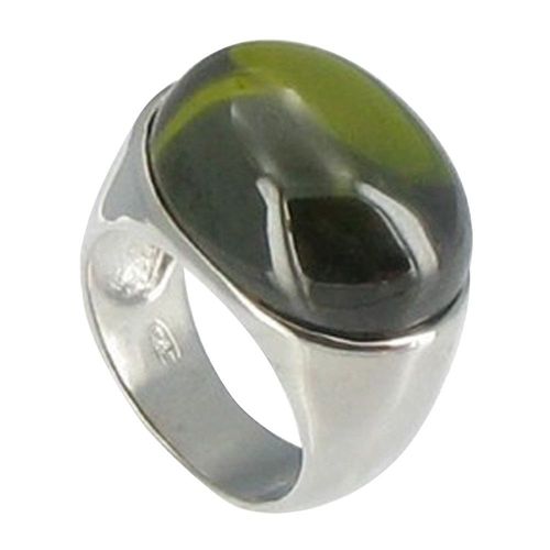 Les Poulettes Bijoux - Bague Miroir Verte Argent Et Zirconium