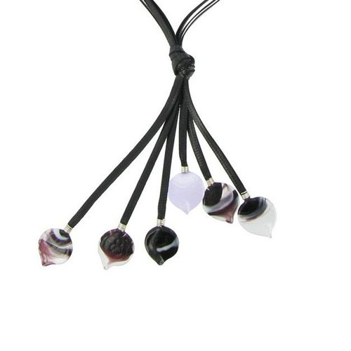 Les Poulettes Bijoux - Collier Verre Flamme Multi-Liens Feuilles - Classics