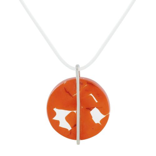 Les Poulettes Bijoux - Pendentif Argent Pâte De Verre Bonbon Orange